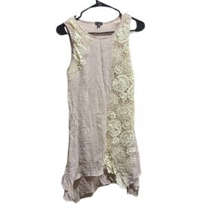 Coco + Carmen Asymmetrical Dress in Cream and Tan